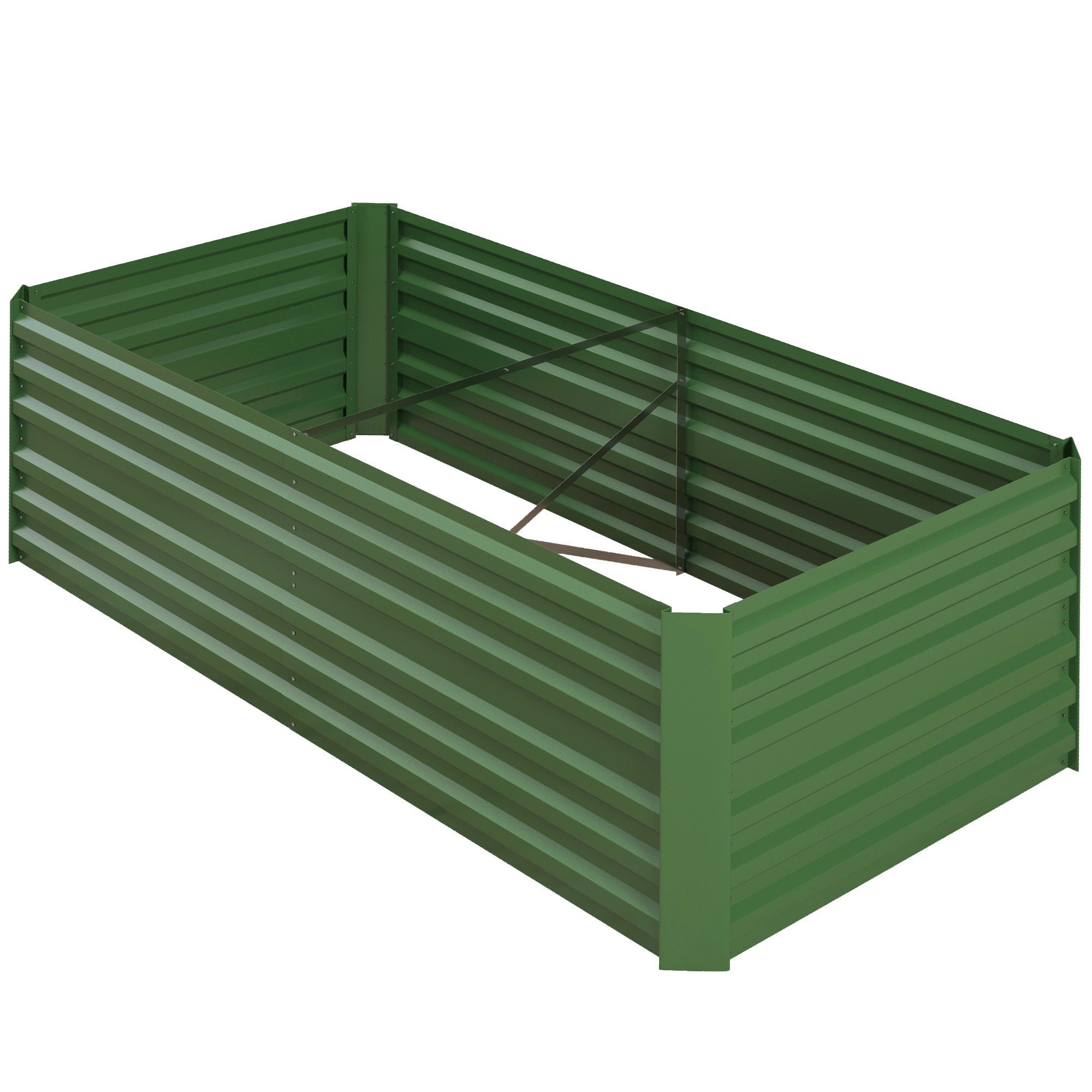 Galvanized Raised Garden Bed, Steel Outdoor Planters with Reinforced Rods, 71" x 35" x 23", Green
