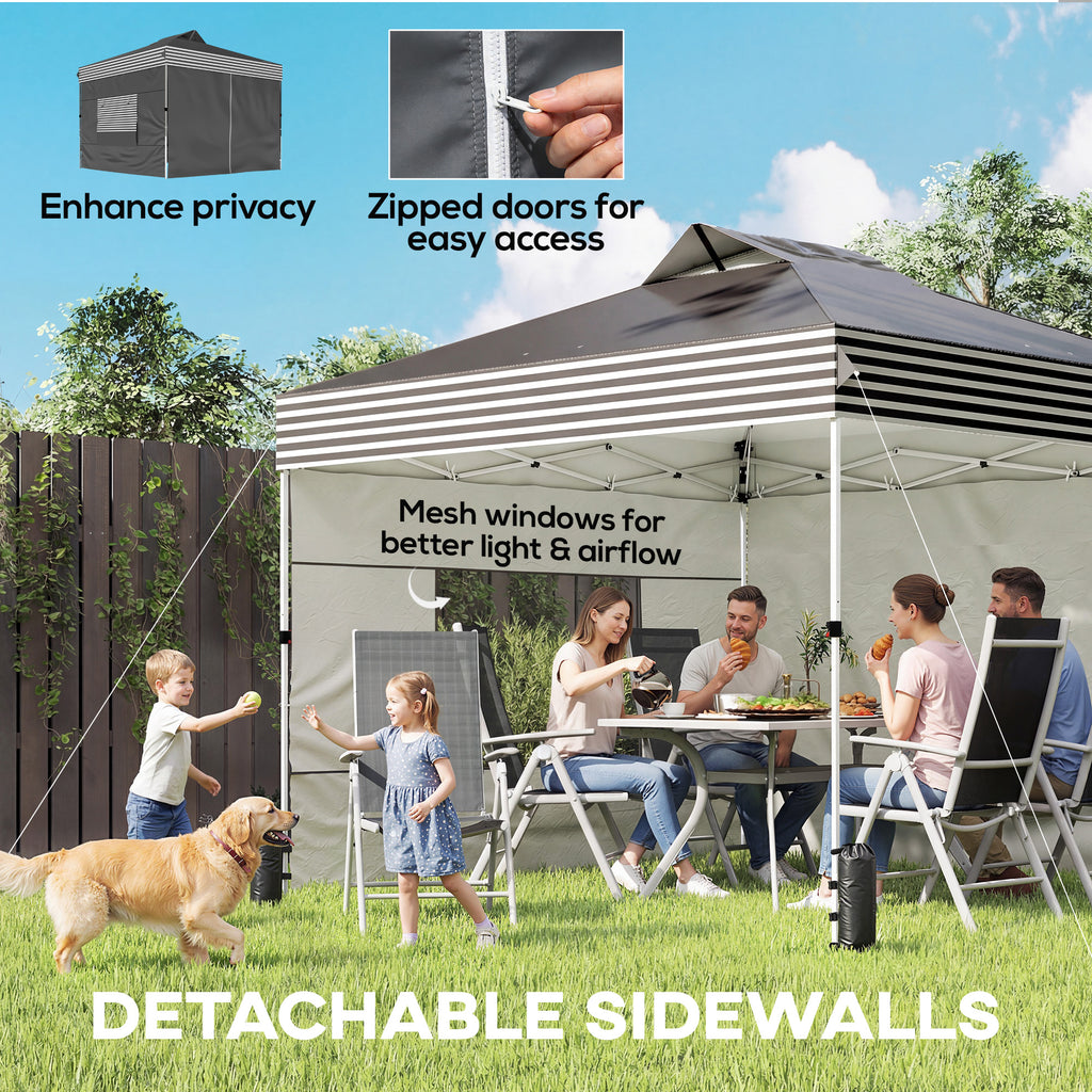 10 x 10 ft Pop Up Canopy Tent with 4 Sidewalls, UPF 50+ 1-Button Push Outdoor Instant Canopy with Wheeled Bag, Dark Grey