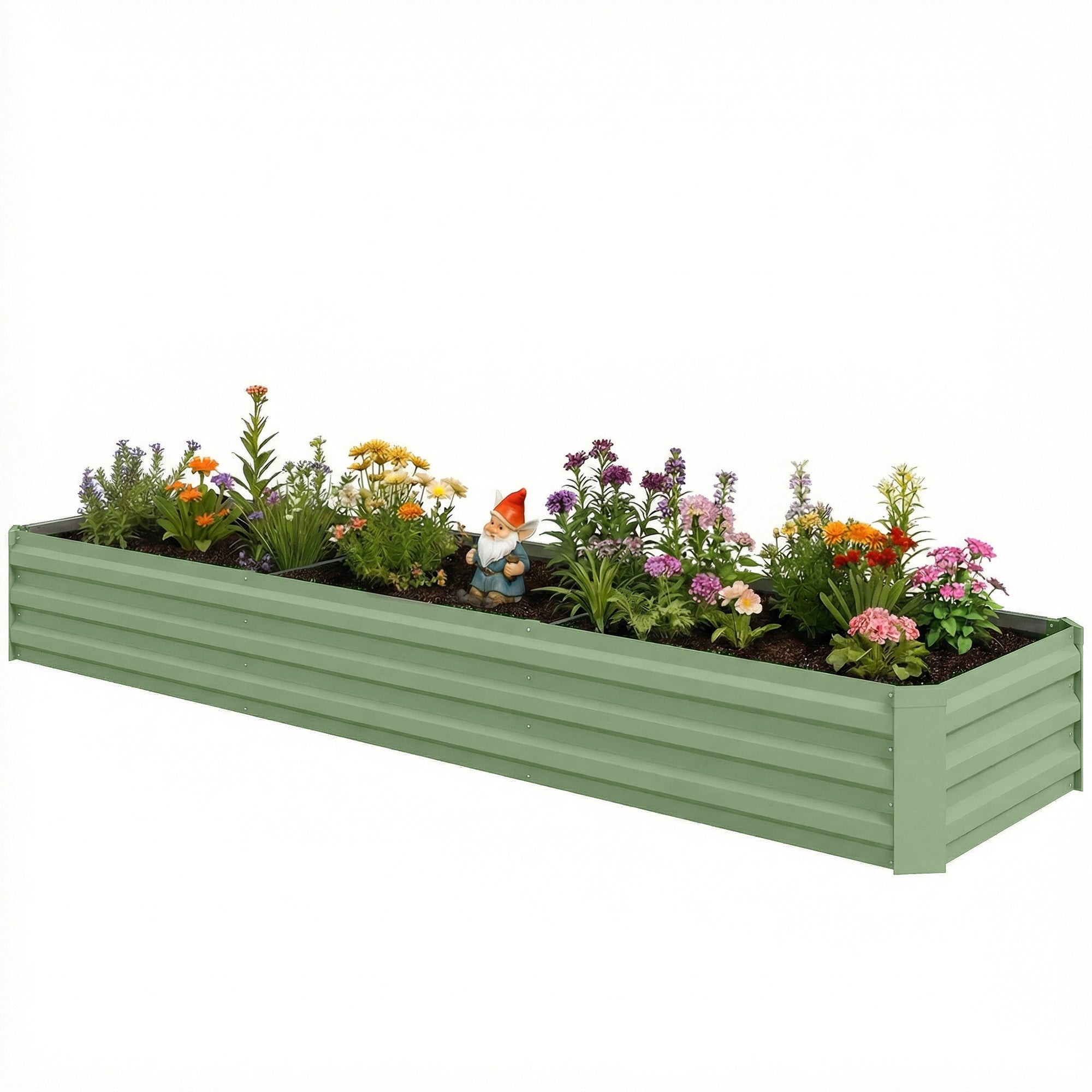 8'x2'x1' Galvanized Raised Bed, Large Elevated Planter Box for Growing Flowers, Herbs and Vegetables, Light Green