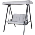 2-Seater Outdoor Porch Swing with Adjustable Canopy, Patio Swing Chair for Garden, Poolside, Backyard, Grey