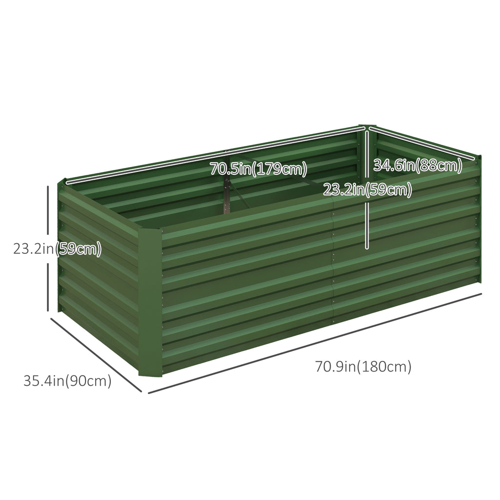 Galvanized Raised Garden Bed, Steel Outdoor Planters with Reinforced Rods, 71" x 35" x 23", Green