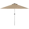 LED Patio Umbrella, Lighted Deck Umbrella with 4 Lighting Modes, Solar & USB Charging, Khaki