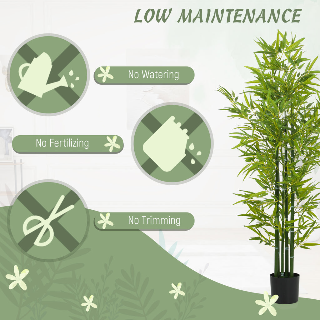 5FT Artificial Bamboo Tree, Faux Decorative Plant in Nursery Pot for Indoor Decor, Set of 2