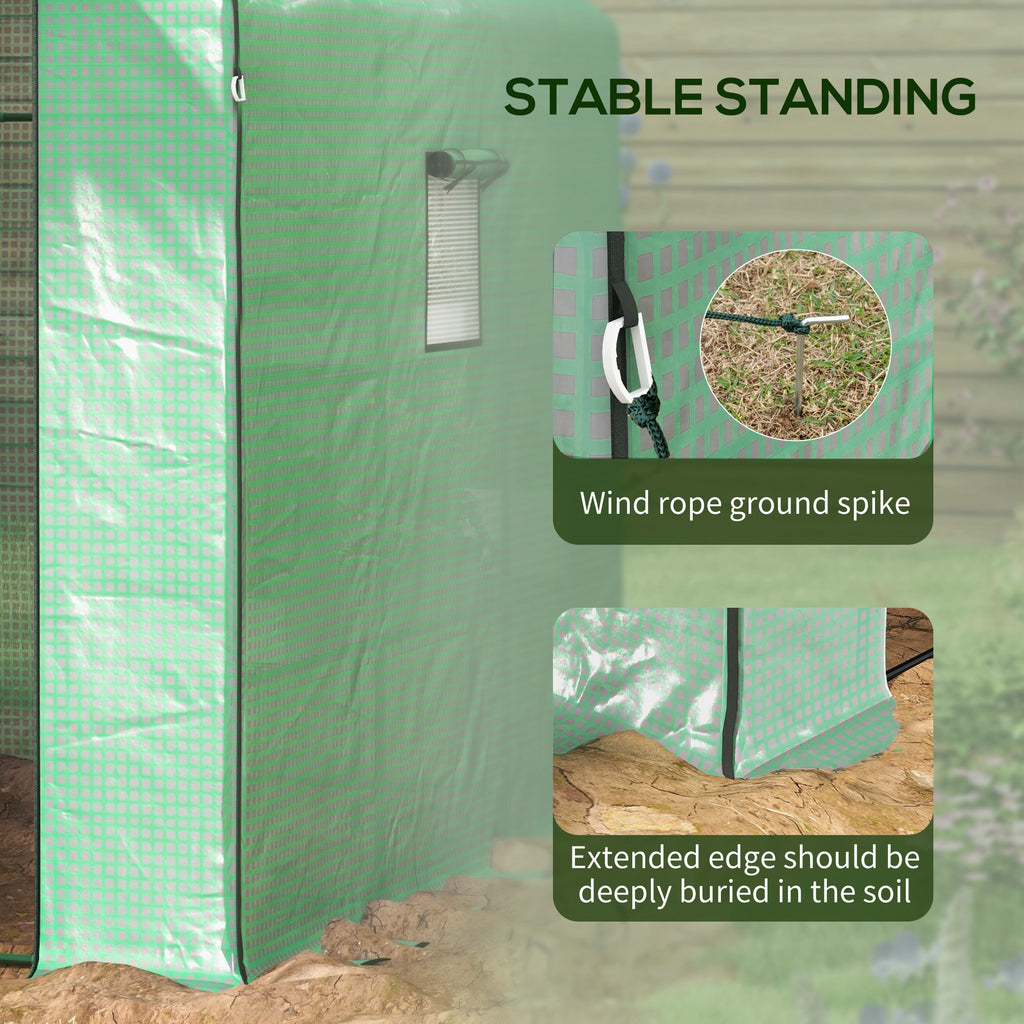 Portable Greenhouse, Walk-In Small Outdoor Green House with 2 Tier U-Shaped Flower Rack Shelves, 4.6' x 4.7', Green