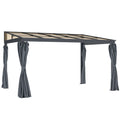 10' x 13' Outdoor Hardtop Pergola Gazebo with Polycarbonate Roof, UV Protection Sun Shelter with Curtains for Garden, Patio and Outdoor Events