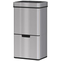 Sensor Trash Can, 19 Gallon Stainless Steel Kitchen Garbage Can with 3 Compartments, Removable Inner Buckets, Silver