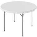 4ft Plastic Folding Picnic Table, Camping Table with Anti-Slip Foot Pads, Indoor Outdoor for Beach, BBQ, White