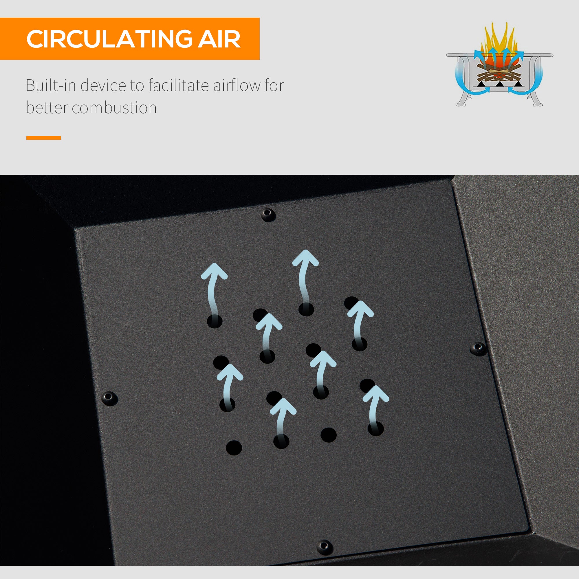 17.7" Wood Burning Portable Fire Pit, Outdoor Firepit with Cooking BBQ Grill, Spark Screen, Poker for Backyard, Black
