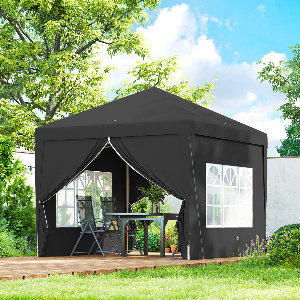 10'x10' Outdoor Pop Up Party Tent Wedding Gazebo Canopy with Carrying Bag (Black)