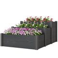 Vinyl Raised Garden Bed Kit, 3-Tier Elevated Garden Box with Open Bottom, DIY Assembly, Outdoor Raised Planter Box