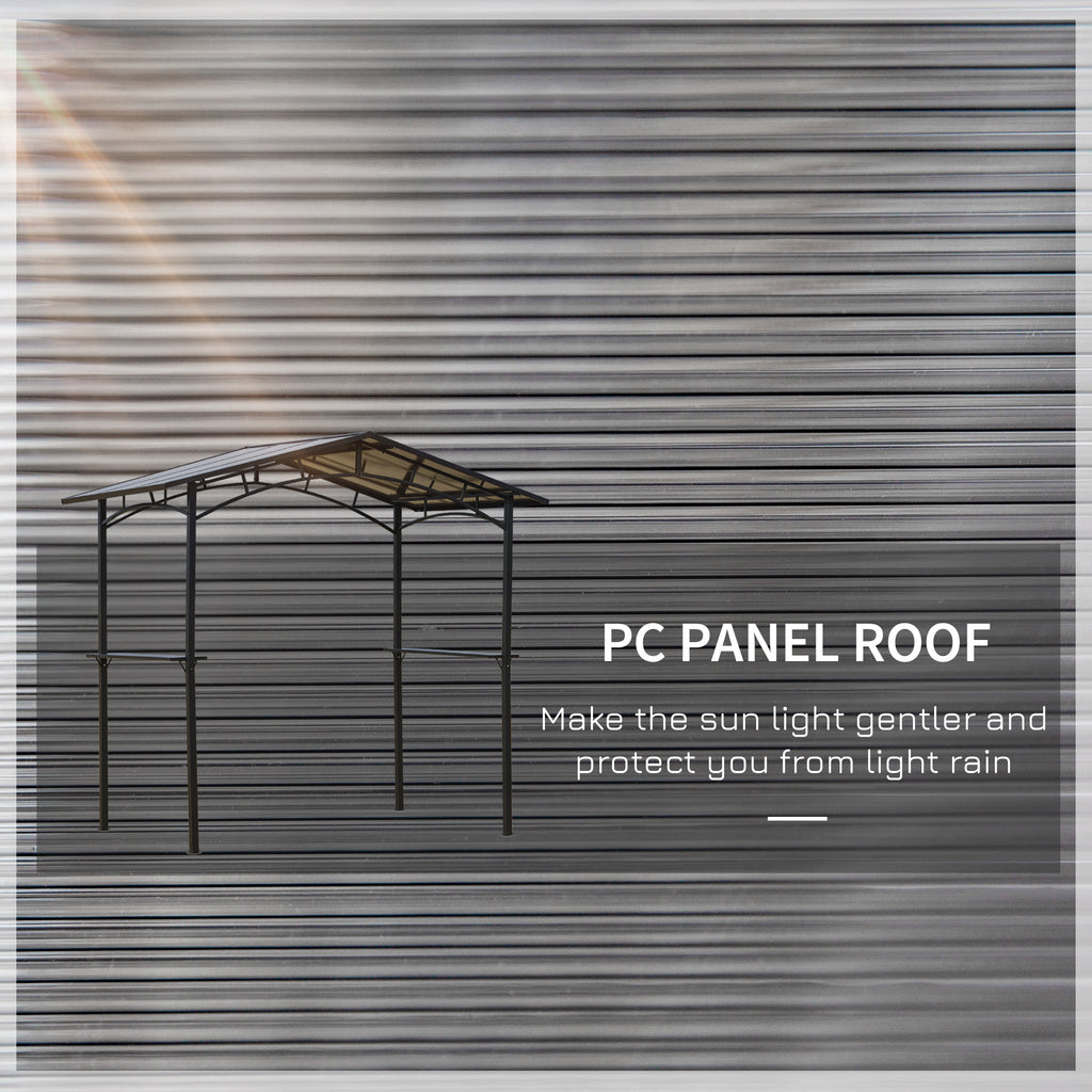 8' x 5' Hardtop Grill Gazebo Aluminium BBQ Canopy Gazebo Outdoor Canopy with Side Shelves