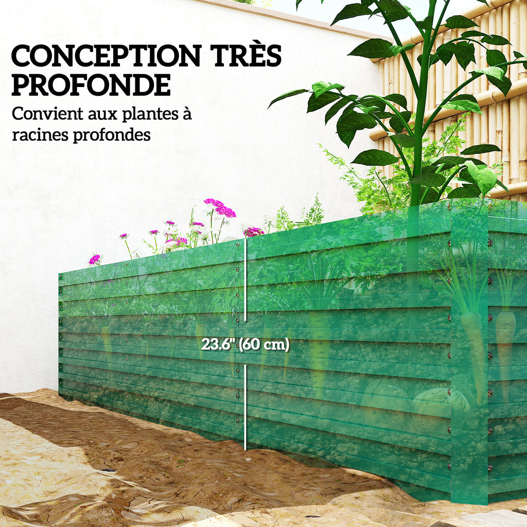8' x 4' x 2' Raised Garden Bed, Galvanized Planter Box for Growing Flowers, Herbs and Vegetables, Green