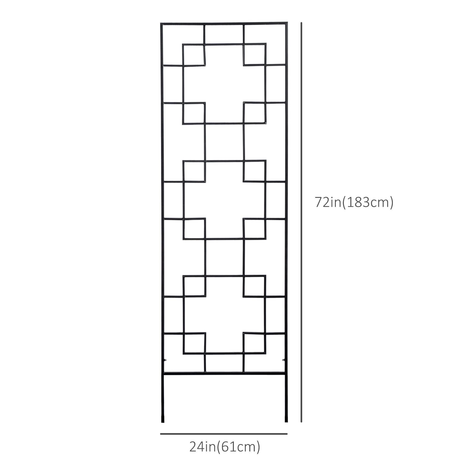 2 Pack Garden Trellis for Climbing Plants, Outdoor Metal Grid Panels for Roses, Vine Flower, Cucumber, Clematis, 72" Tall