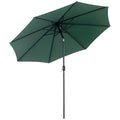 10' x 8' Round Market Umbrella, Patio Umbrella with Crank Handle and Tilt, Outdoor Parasol for Garden, Bench, Lawn, Green