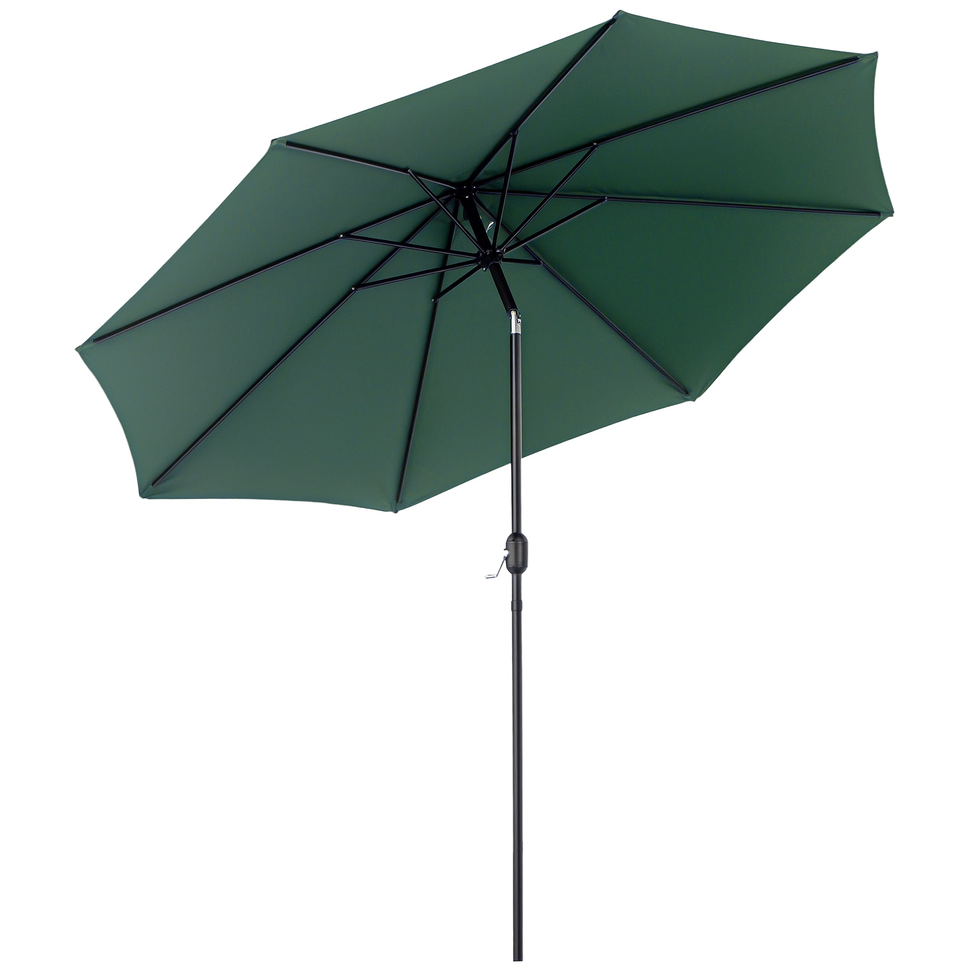 10' x 8' Round Market Umbrella, Patio Umbrella with Crank Handle and Tilt, Outdoor Parasol for Garden, Bench, Lawn, Green