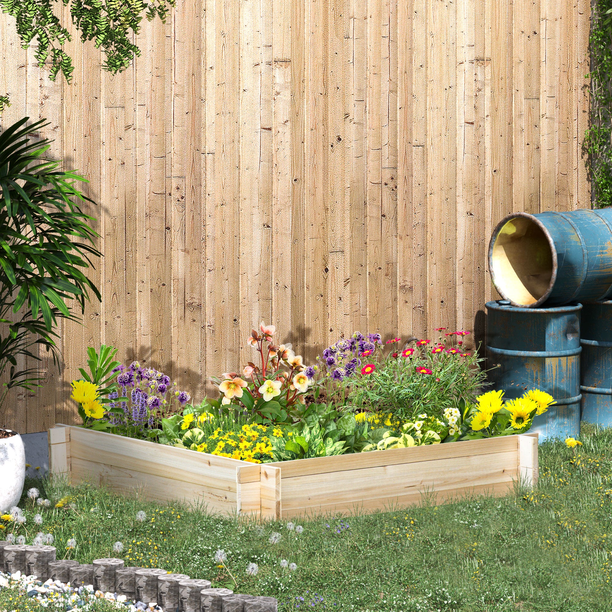 39'' x 39'' Screwless Raised Garden Bed, Wooden Planter Box, Easy DIY Herb Garden for Vegetable Flower Herb Outdoor Lawn Yard Patio