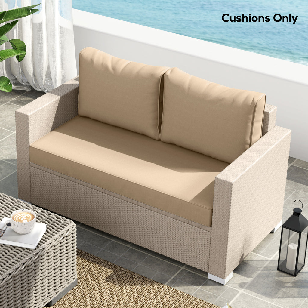 Outdoor Seat Cushions with Backrest, Loveseat Double Sofa Outdoor Furniture Cushions, Beige