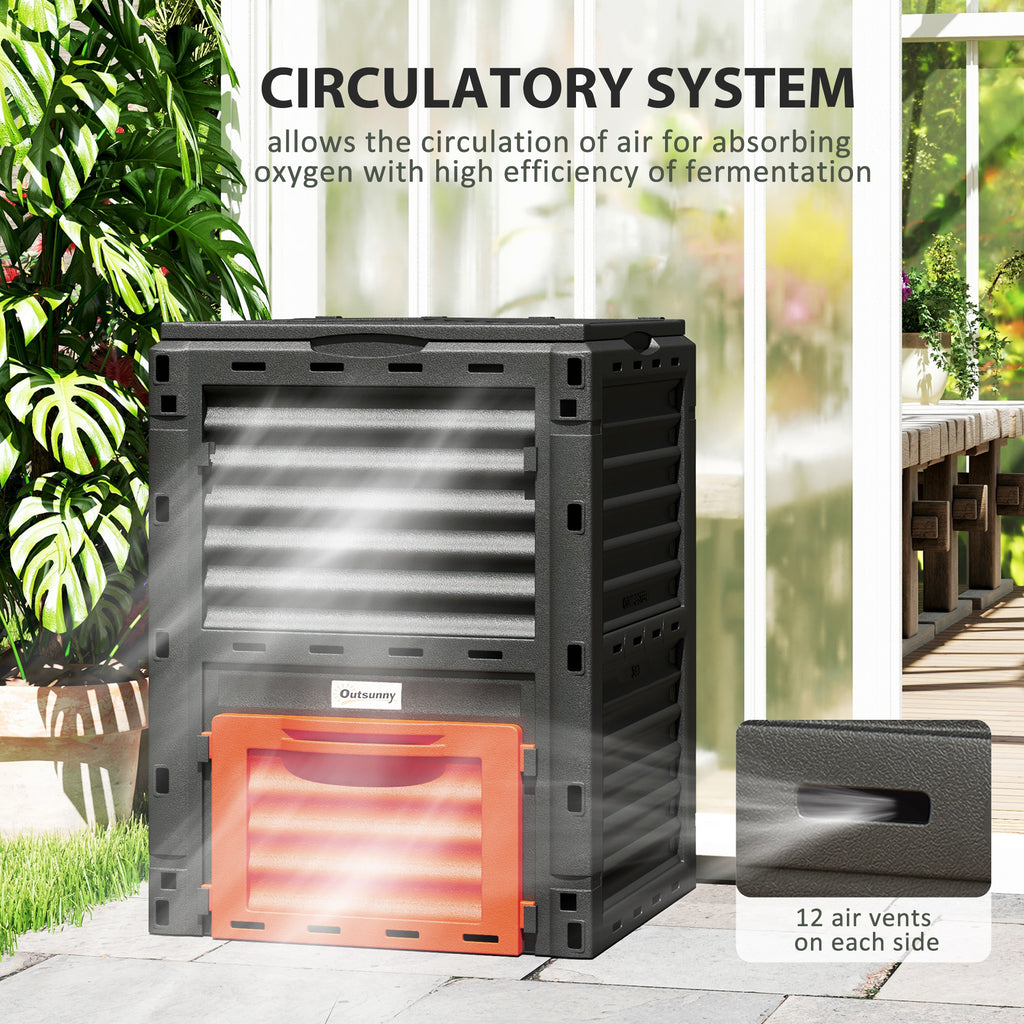 Outdoor Compost Bin Garden Container, Fast Creation of Fertile Soil Aerating Compost Box, 80 Gallon, Orange