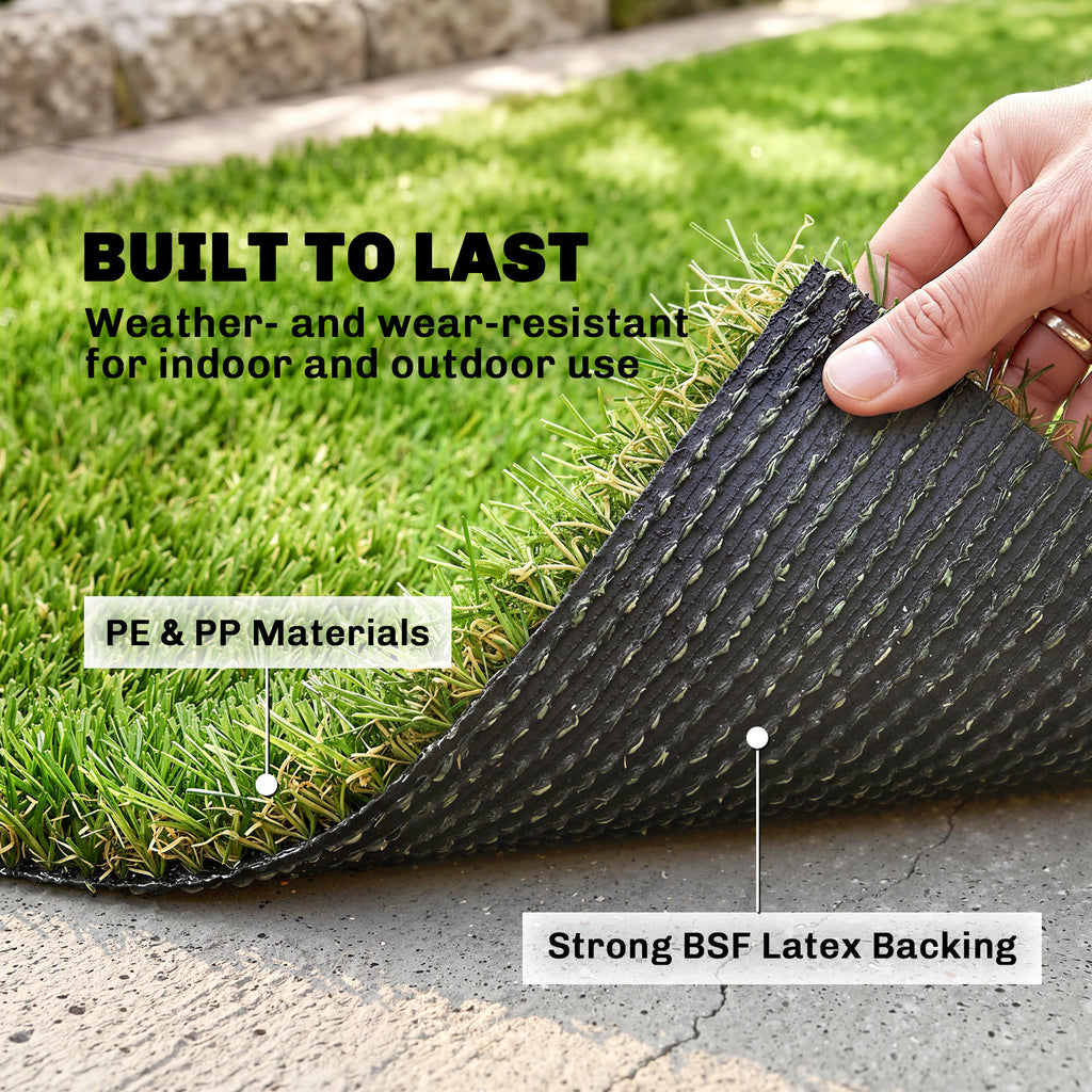 Artificial Grass 10' x 3' (30 Square Feet), Fake Grass Turf with UV Protection, Drain Holes for Rain, Green