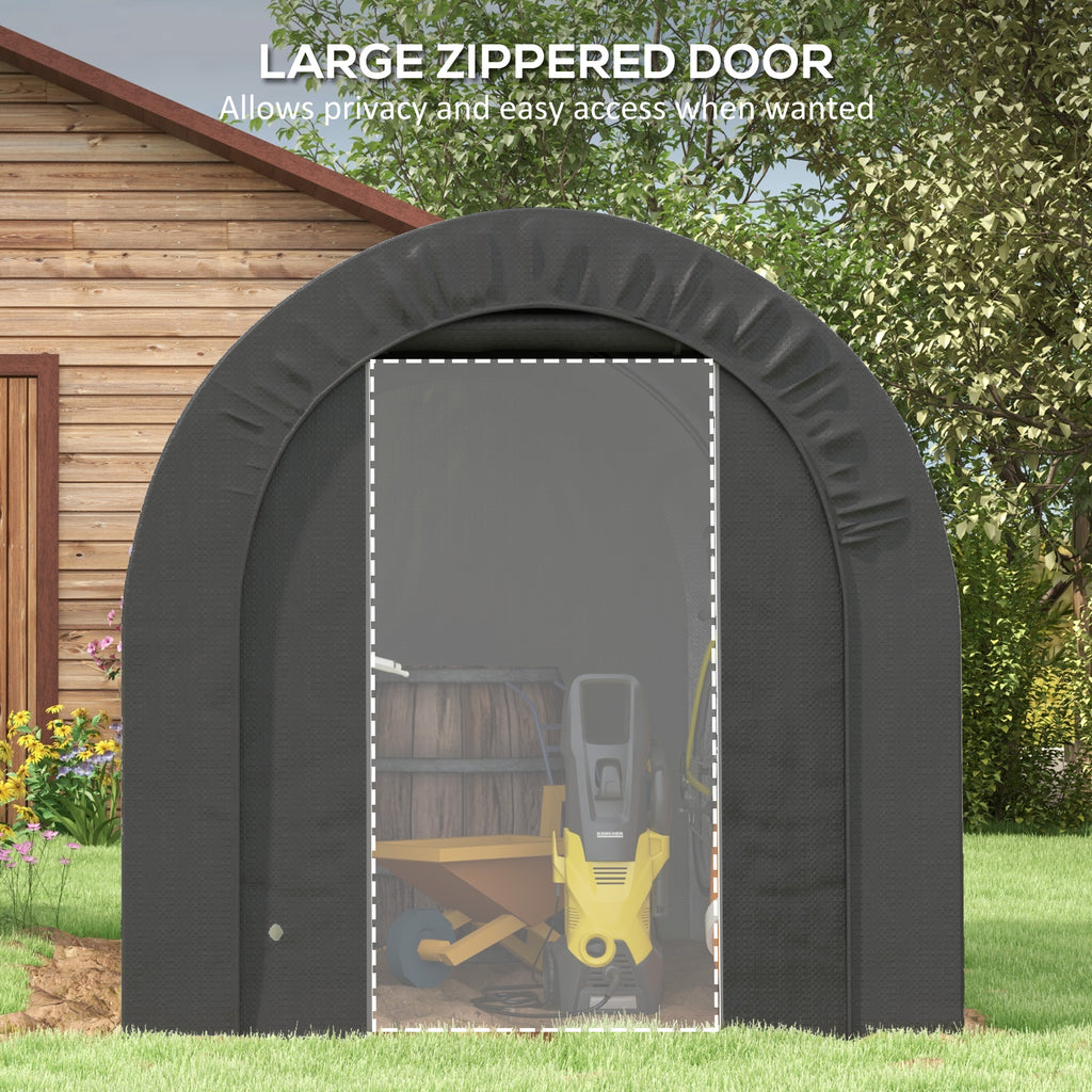 6' x 8' Outdoor Storage Shed, Heavy Duty Galvanized Steel Portable Shed for Bike, Motorcycle, Garden Tools, Dark Grey