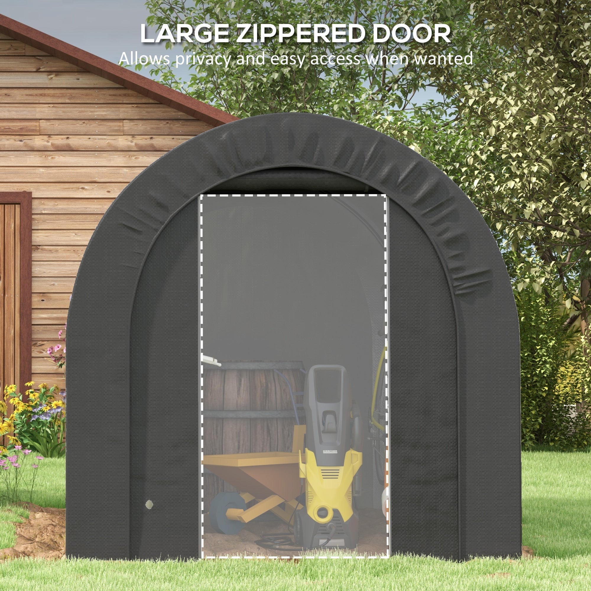 6' x 8' Outdoor Storage Shed, Heavy Duty Galvanized Steel Portable Shed for Bike, Motorcycle, Garden Tools, Dark Grey
