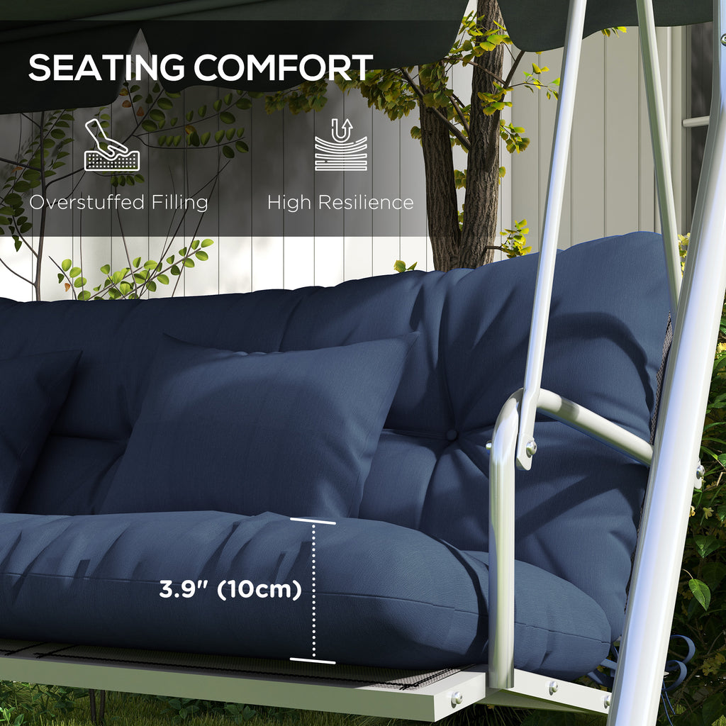 4-Piece Back and Seat Cushion Pillows Replacement and Pillows, Patio Chair Cushions Set with Ties, Navy Blue