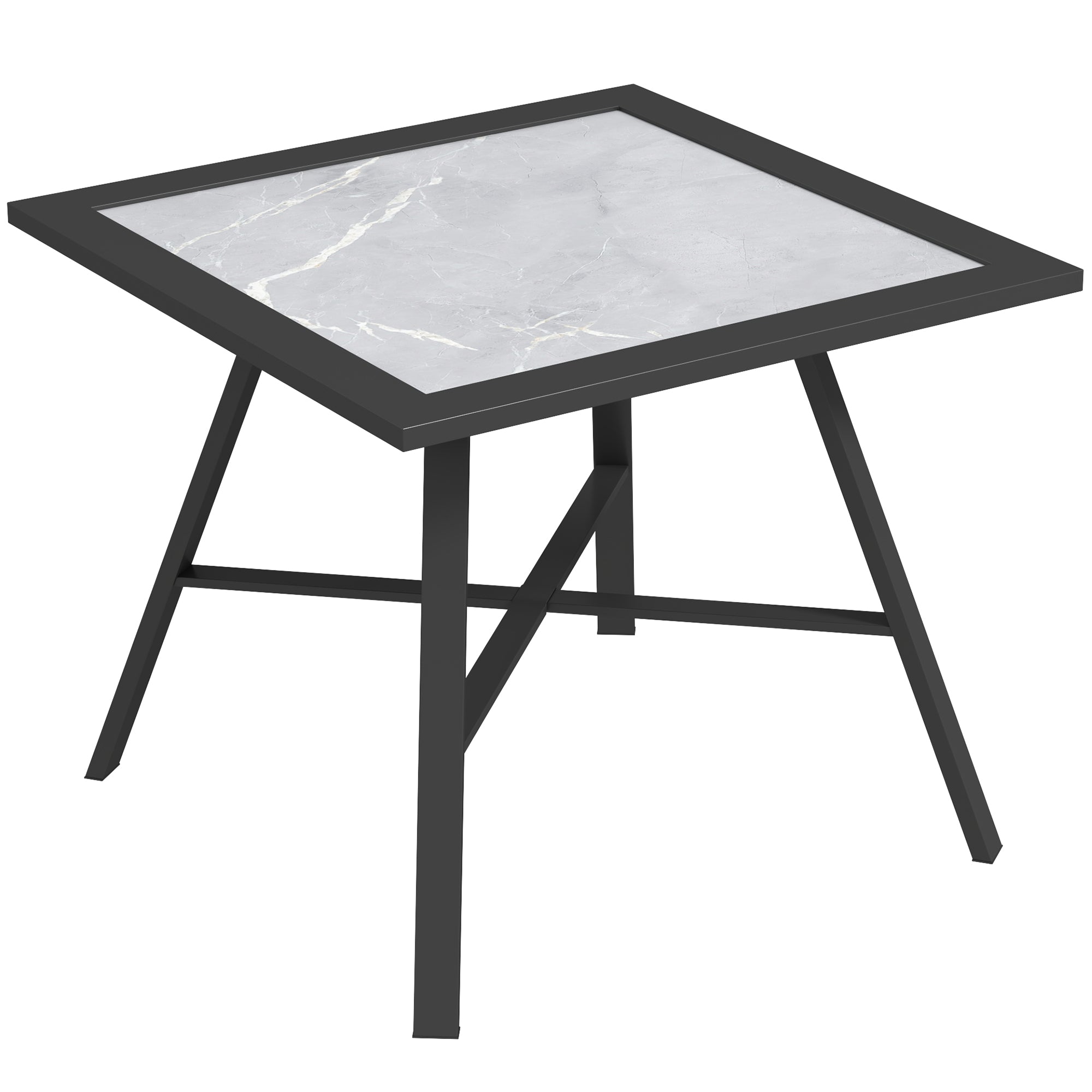 Small Outdoor Side Table, Patio Side Table with SPC Tabletop for Garden, Patio, Lawn, Grey