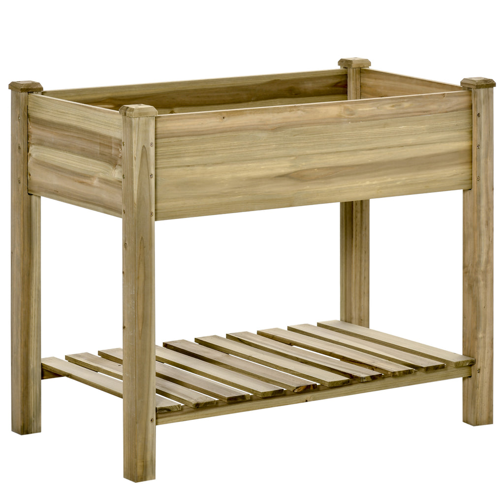 Elevated Planter Box with Legs and Storage Shelf, Raised Garden Bed, Elevated Wooden Planter Box, Green