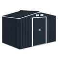 9.1'x6.4'x6.3' Garden Storage Shed w/ Foundation Kit Metal Tool Storage House w/ Double Doors Dark Grey