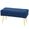31" Storage Ottoman, Velvet End of Bed Bench with Steel Legs, Foot Stool with Storage for Bedroom, Living Room