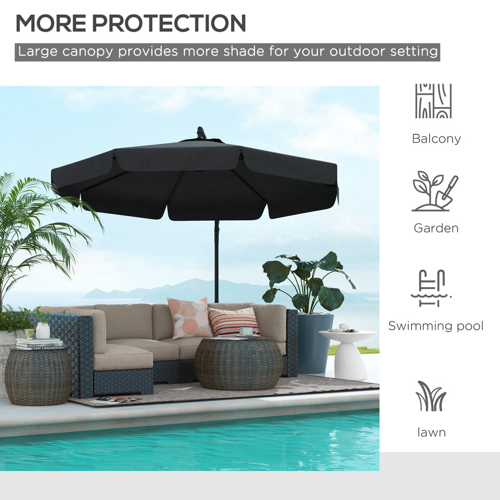 11 FT Cantilever Patio Umbrella Offset Parasol with Cross Base and 8 Ribs for Garden, Black