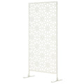 Metal Outdoor Privacy Screen, Decorative Outdoor Divider with Stand and Expansion Screws, 36.2" x 17.7" x 78", White