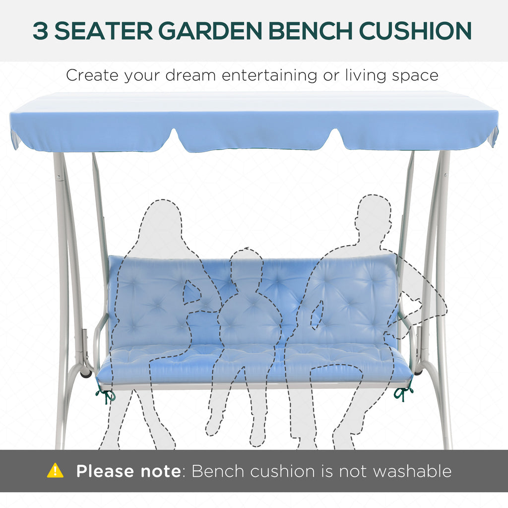 3-Seater Outdoor Bench Swing Chair Replacement Cushions for Patio Garden, Light Blue