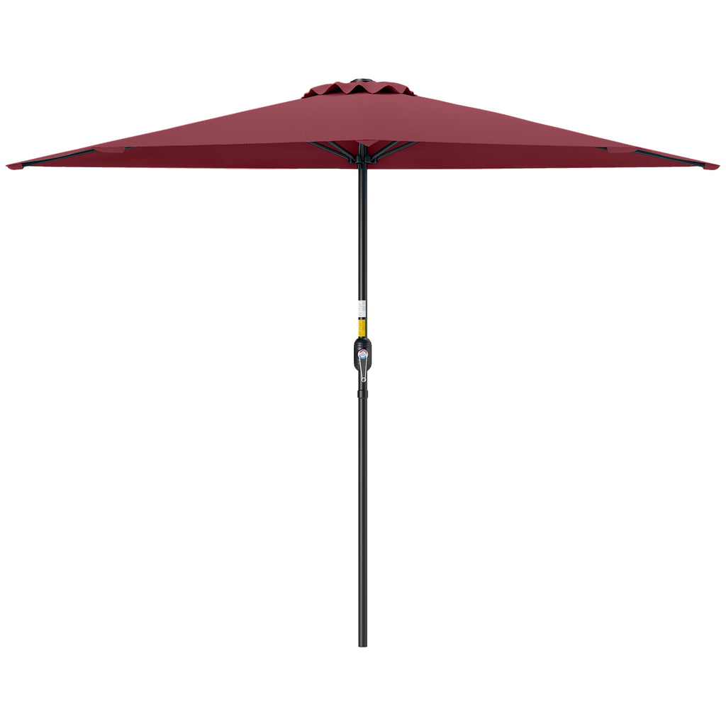 9ft Half Round Umbrella Outdoor Patio Garden Balcony Parasol Window Sun Shade w/ 5 Ribs Wine Red