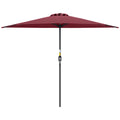 9ft Half Round Umbrella Outdoor Patio Garden Balcony Parasol Window Sun Shade w/ 5 Ribs Wine Red