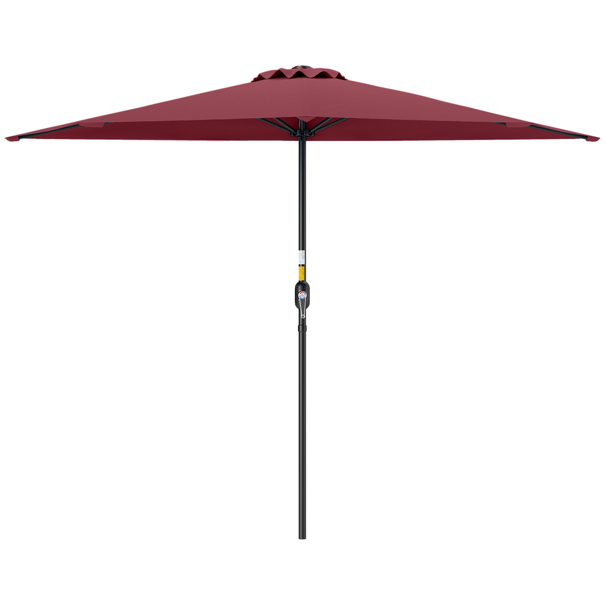 9ft Half Round Umbrella Outdoor Patio Garden Balcony Parasol Window Sun Shade w/ 5 Ribs Wine Red