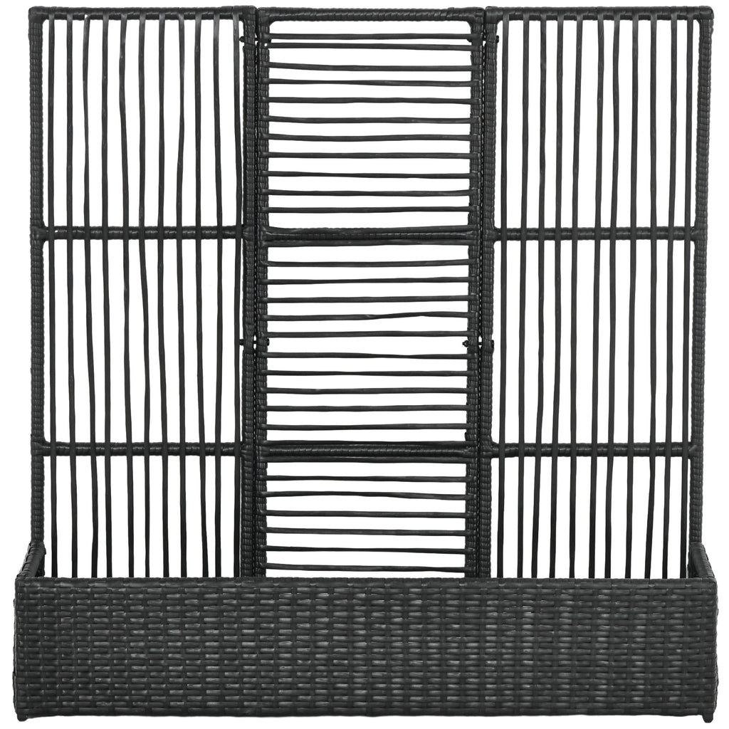 Raised Garden Bed with Lattice Trellis, Rattan Outdoor Planter with Storage for Garden, Patio, Balcony, Black