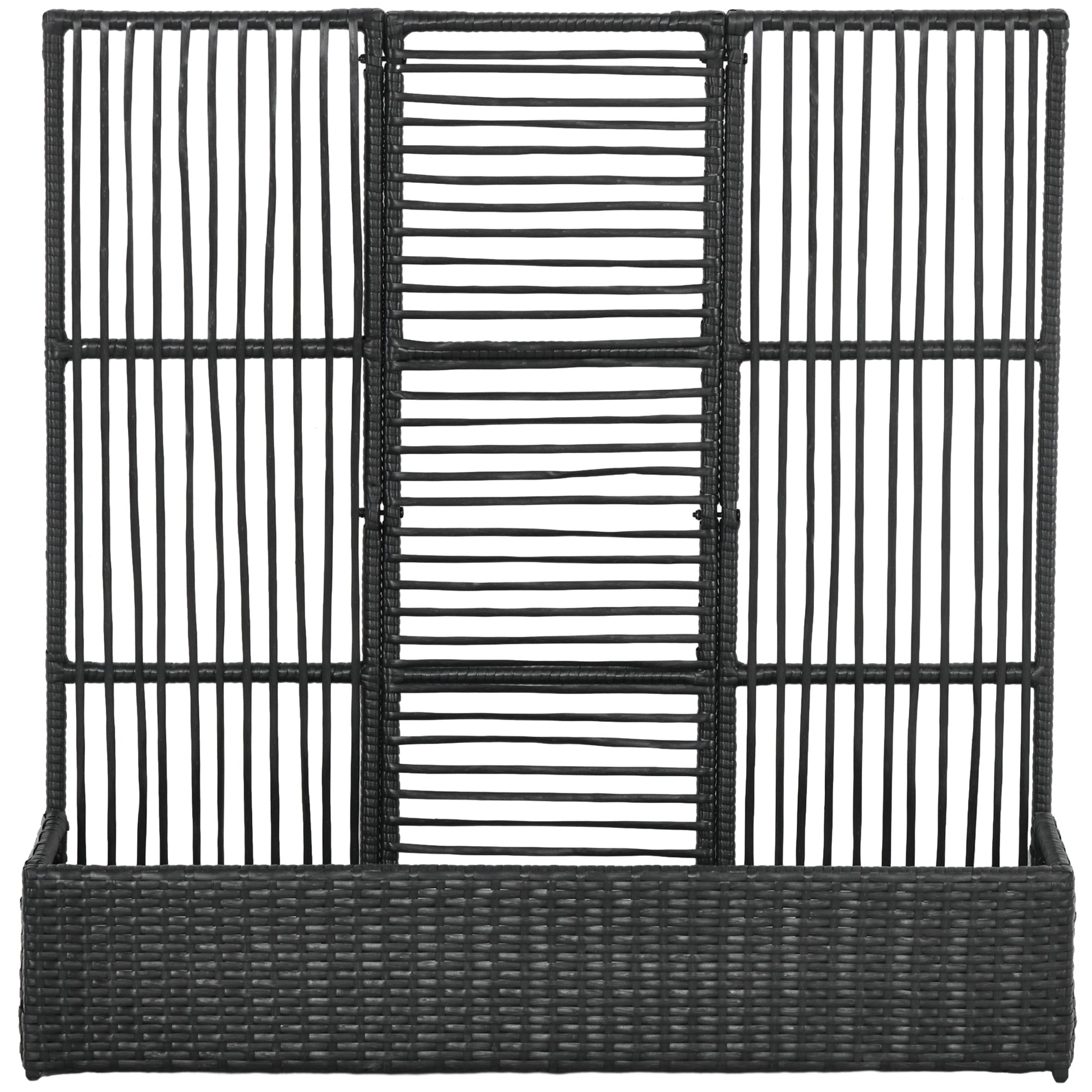 Raised Garden Bed with Lattice Trellis, Rattan Outdoor Planter with Storage for Garden, Patio, Balcony, Black