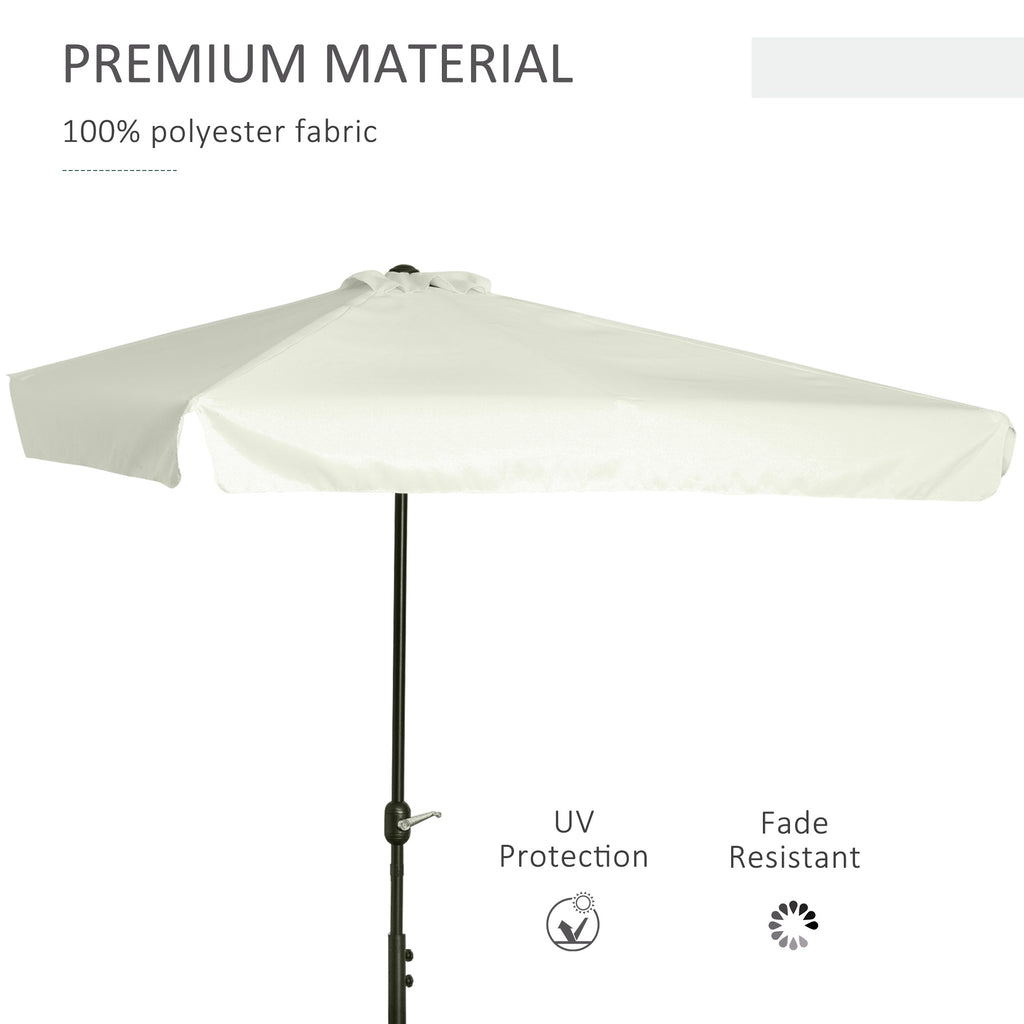 7.5ft Half Umbrella Semi Patio Parasol with Crank Handle, Top Vent for Garden, Balcony- NO BASE INCLUDED, Cream