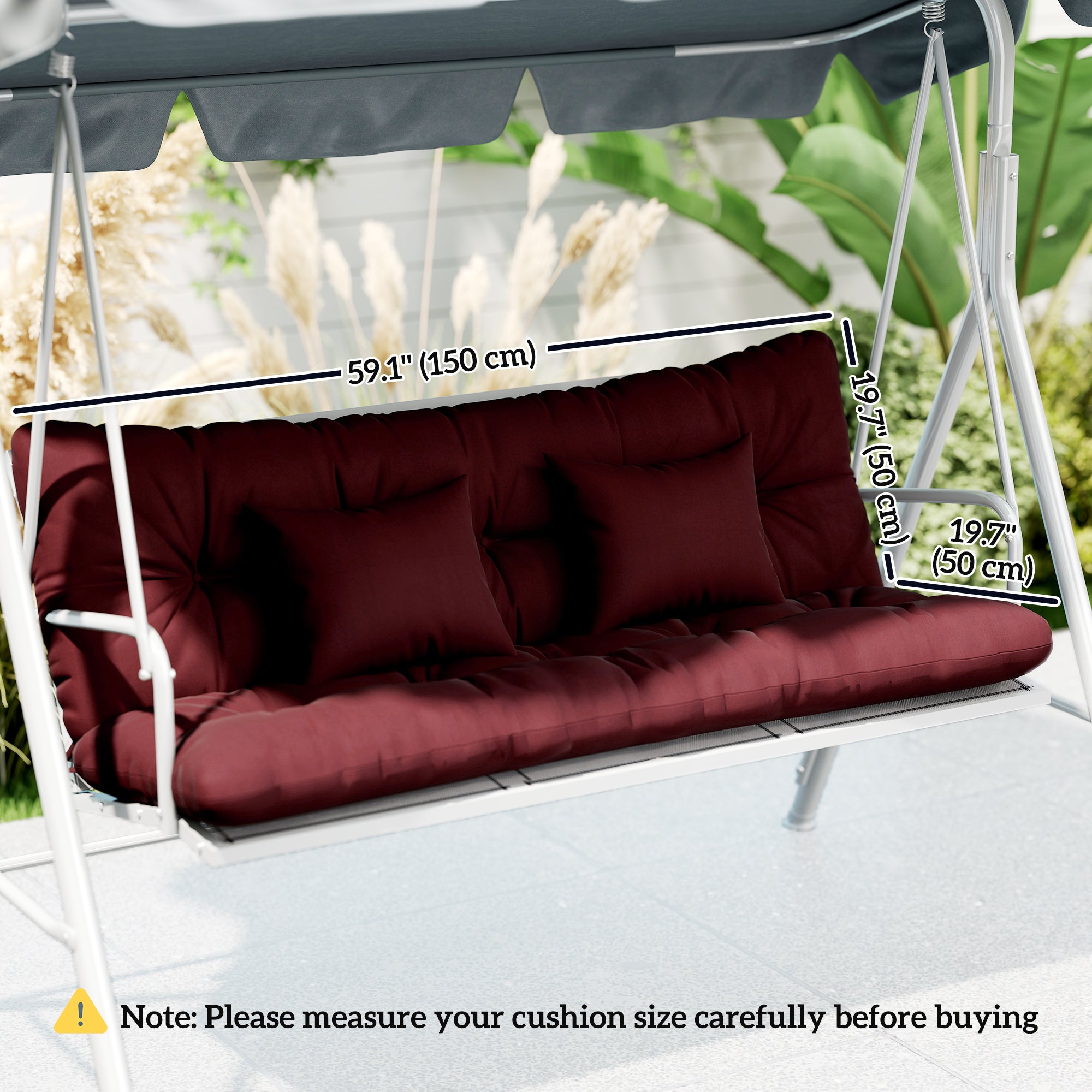 4-Piece Back and Seat Cushion Pillows Replacement and Pillows, Patio Chair Cushions Set with Ties, Wine Red