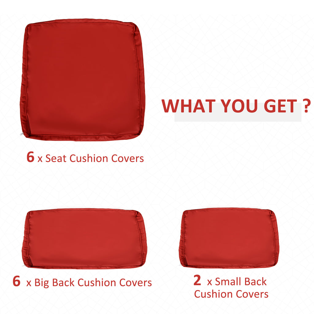 Outdoor 14pc Patio Rattan Sofa Set Cushion Polyester Cover Replacement Set - No Cushion Included Red