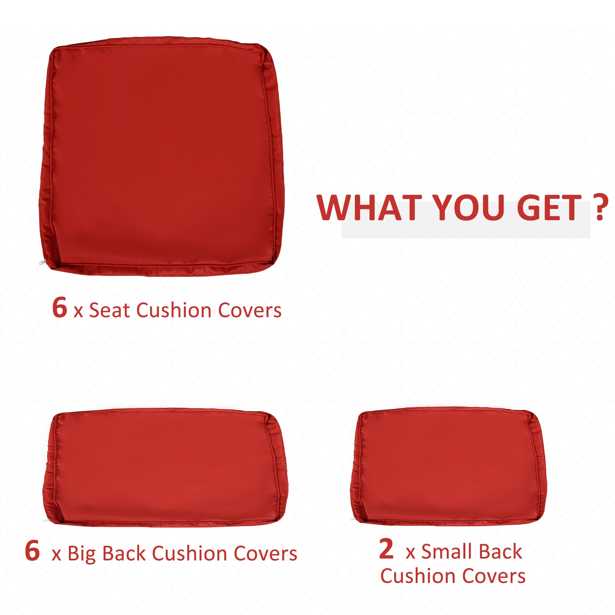 Outdoor 14pc Patio Rattan Sofa Set Cushion Polyester Cover Replacement Set - No Cushion Included Red