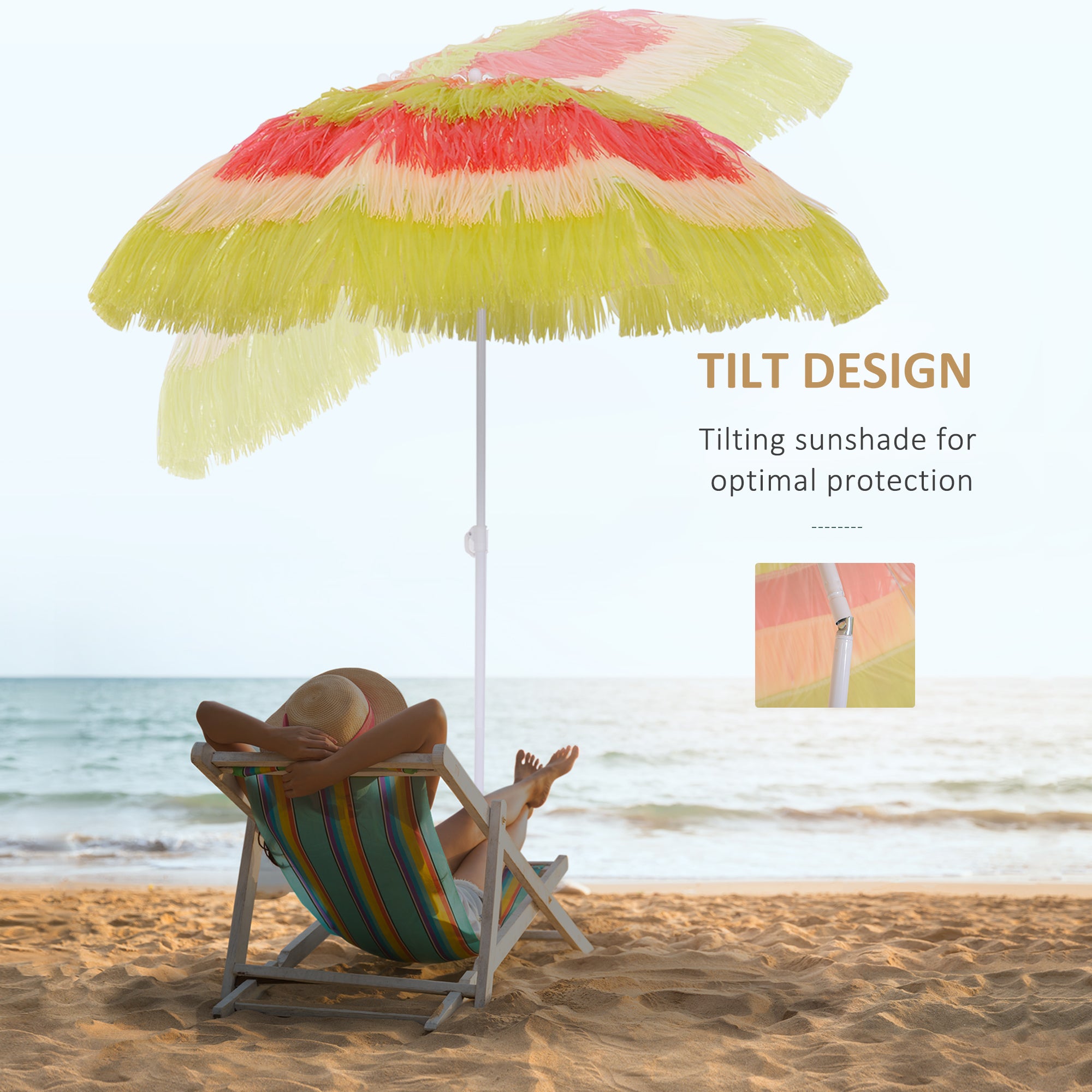 6FT Beach Umbrella Tilt Sunshade Height Adjustable Outdoor Market Patio Yard Crank Deck Sun Shade, Multi-color