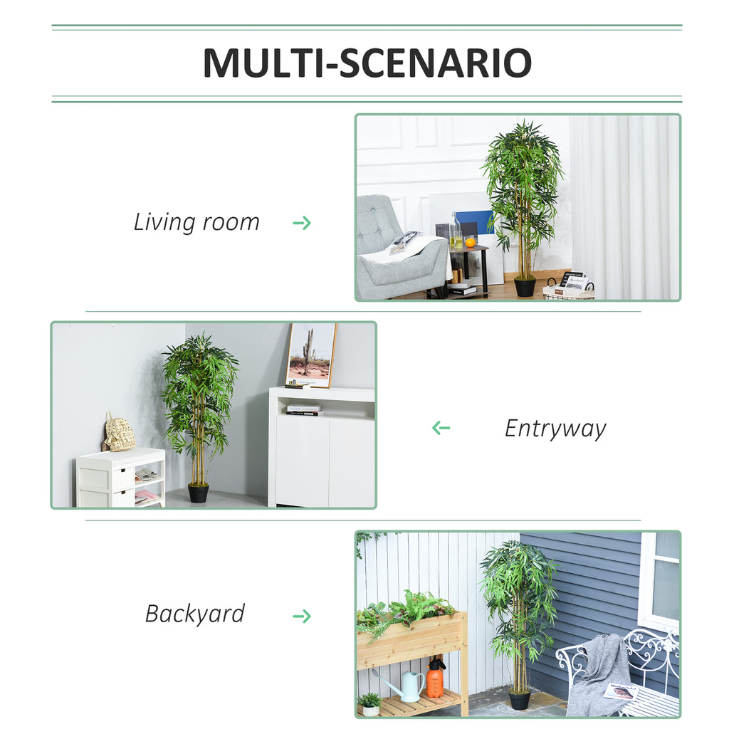 5FT Artificial Bamboo Tree, Fake Plant with 1095 Leaves, Greenery Plant in Nursery Pot for Indoor, Green