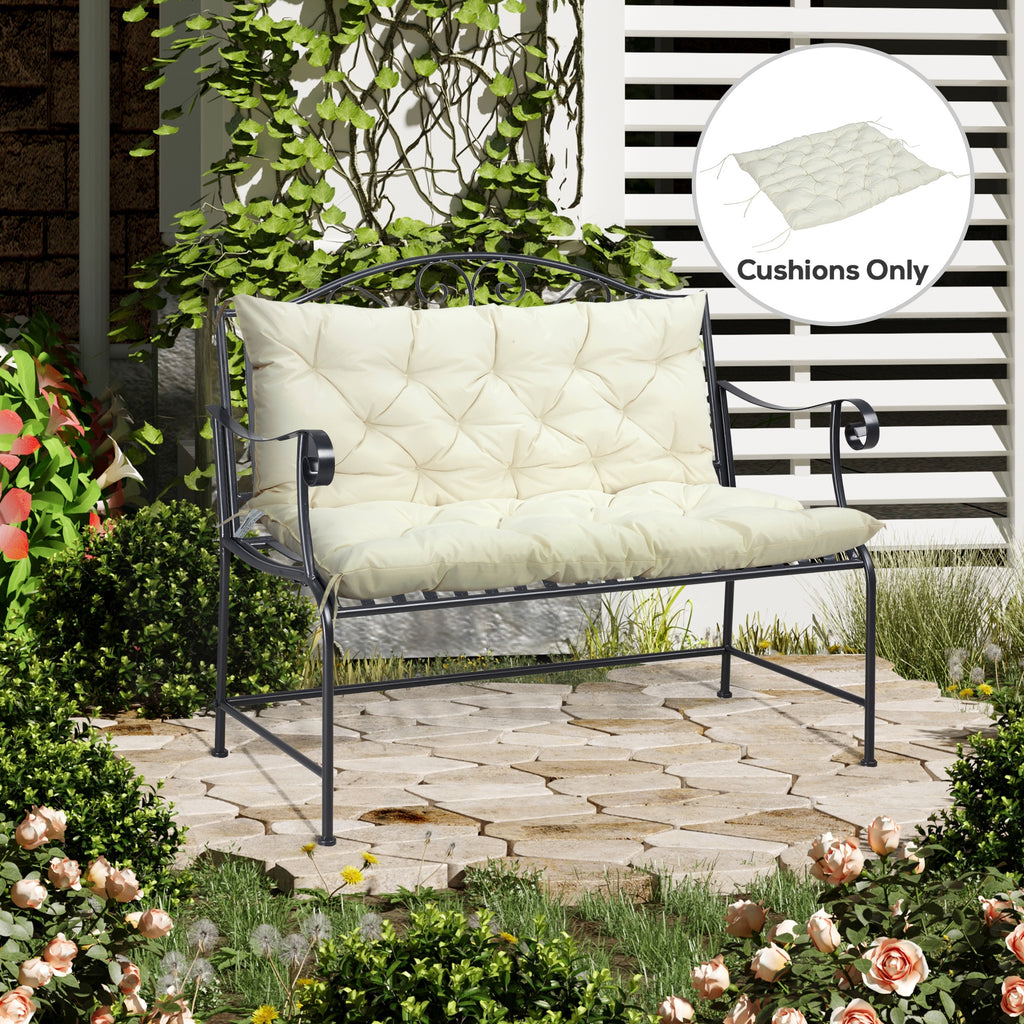 2 Seater Garden Bench Cushion, Soft Thick Outdoor Non-Slip 2 Seater Soft Pad With Backrest for Garden Patio, 52" x 43" x 4", Beige