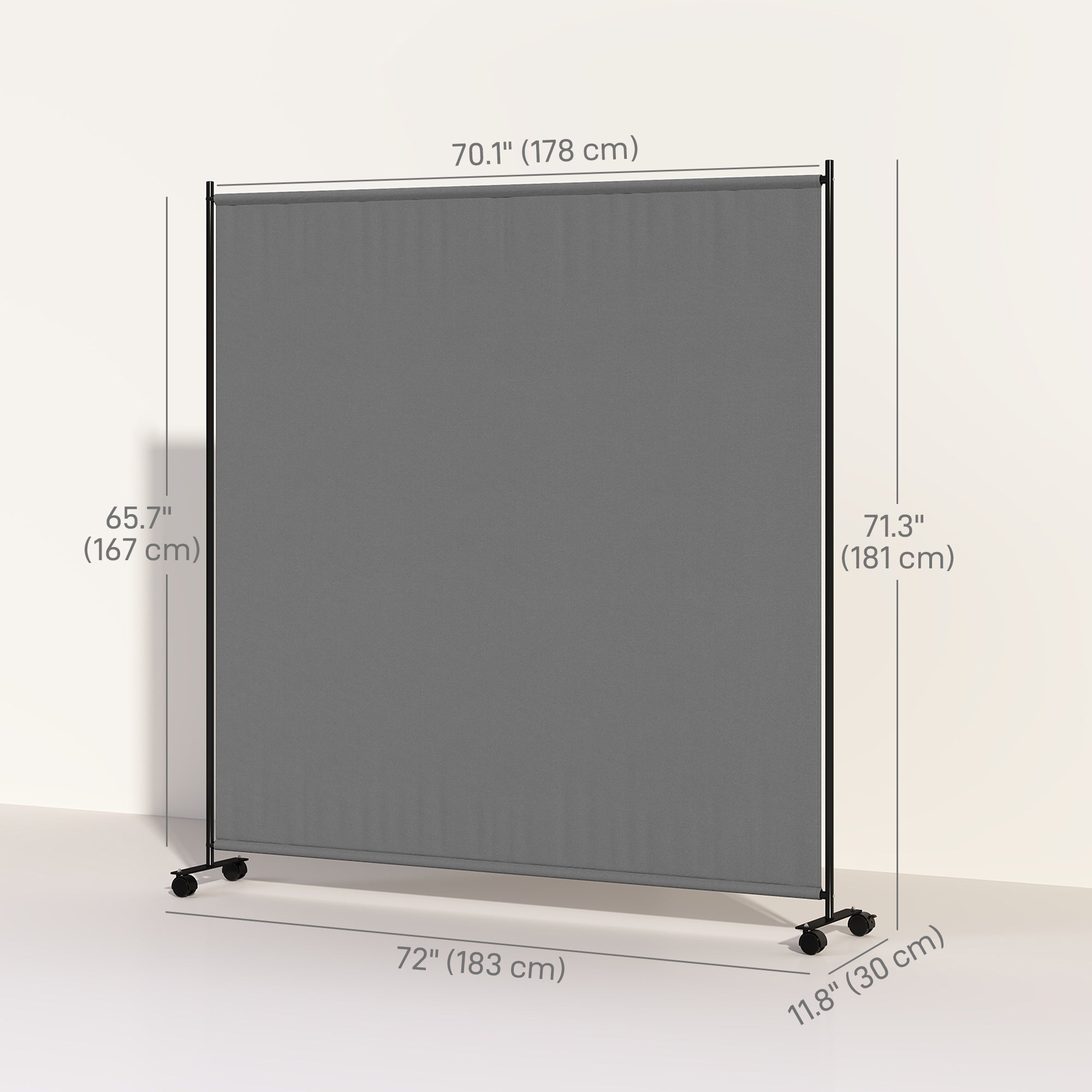 Indoor Room Divider with Castor Wheels, Rolling Privacy Screen for Home Office Bedroom, 6ft Tall