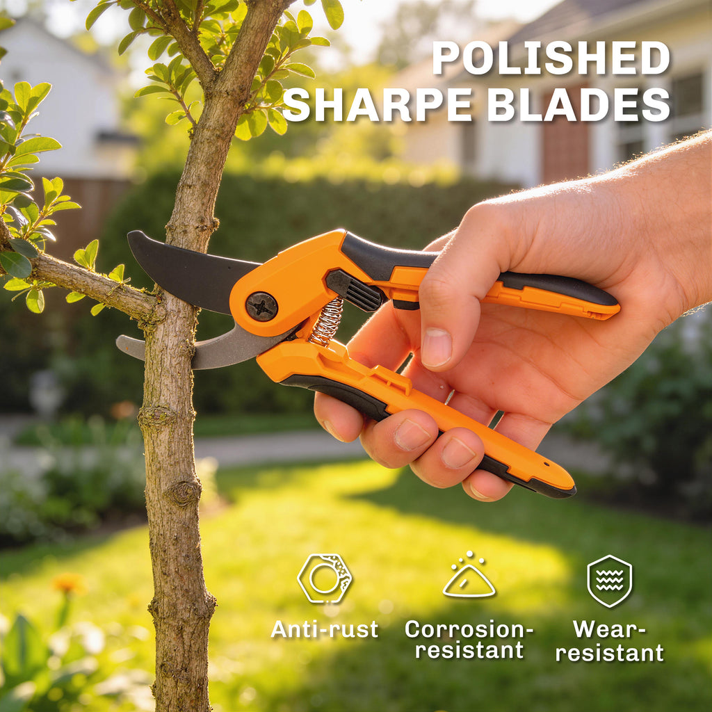 4 Pcs Pruning Shears Set with Hedge Shears, Loppers, Garden Secateurs and Folding Hand Saw with Aluminum Handle