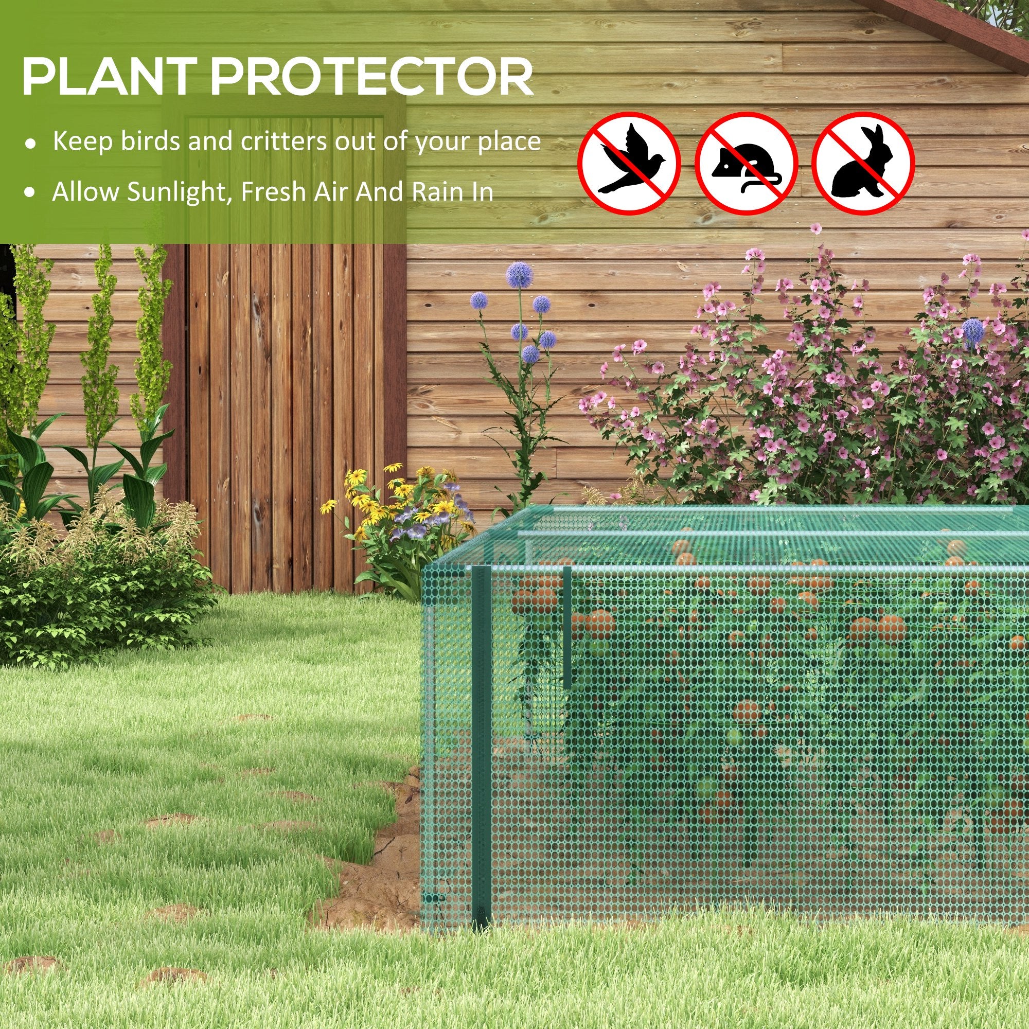 12' x 4' Plant Protection Cage with Zipper Roll-Up Door, Plant Protector from Animals with Galvanised Steel Frame