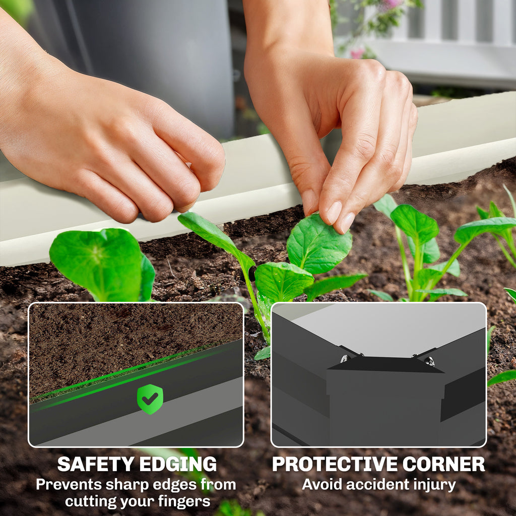 Set of 2 Galvanized Raised Beds for Garden, Outdoor Planter Box for Flowers, Herbs and Vegetables, Black