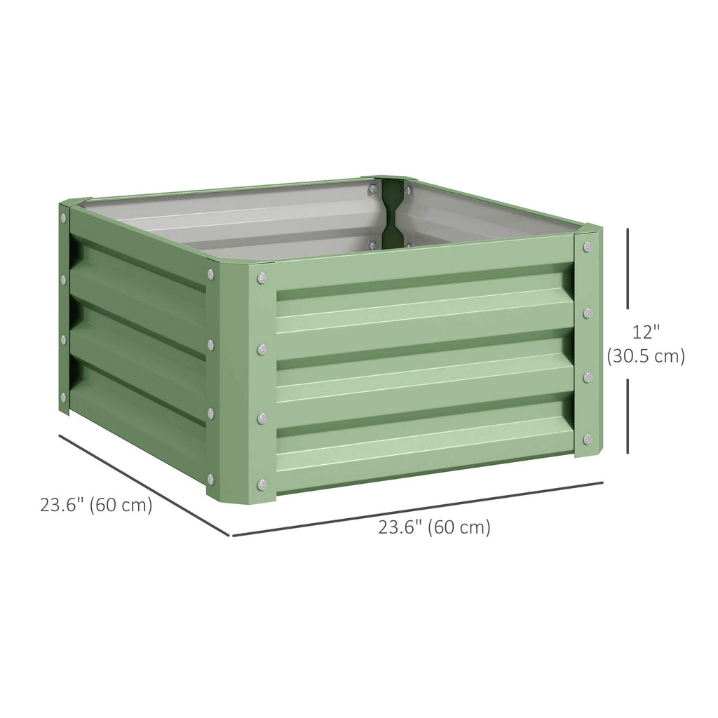 2Pcs 2' x 2' x 1' Galvanized Raised Garden Bed Kit, Square Outdoor Metal Planter Box with Open Bottom for Vegetables, Flowers, Herbs, Light Green